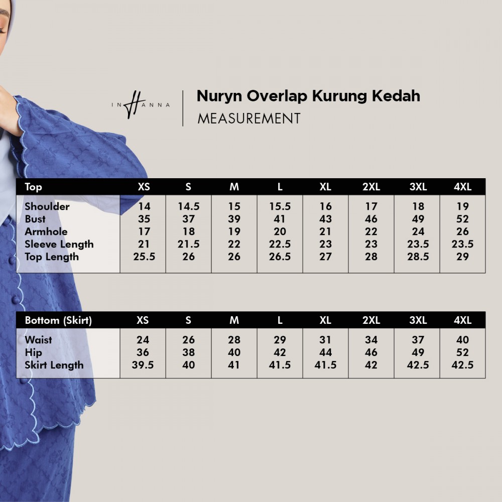 Nuryn Overlap Kurung Kedah Beige | WAREHOUSE CLEARANCE SALE