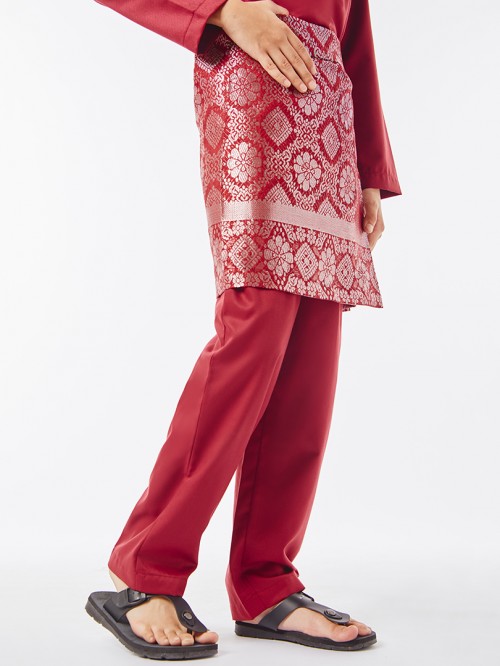 Ilyas Baju Melayu Teluk Belanga Maroon Red