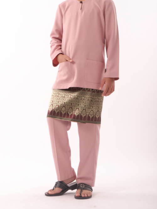 Ku Kesidang Baju Melayu Teluk Belanga Kids Rose Brown