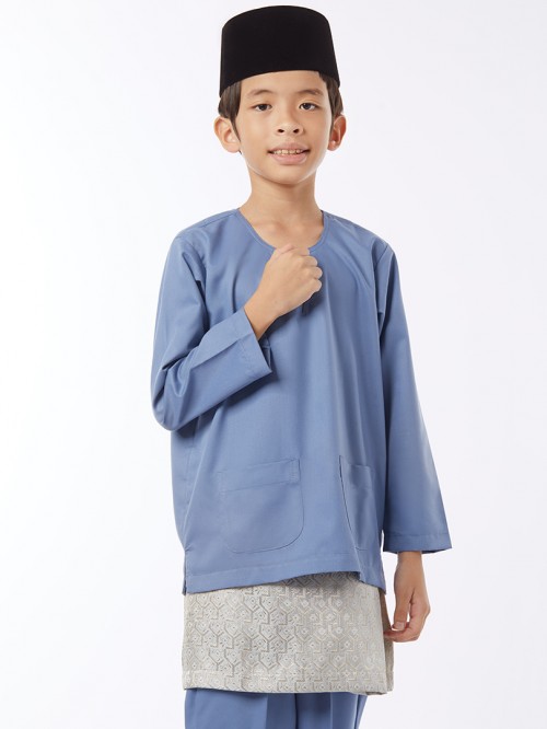 Ilyas Baju Melayu Teluk Belanga Dusty Blue