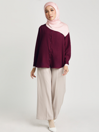 Nia Relaxed Blouse Burgundy Red