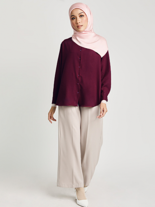 Nia Relaxed Blouse Burgundy Red