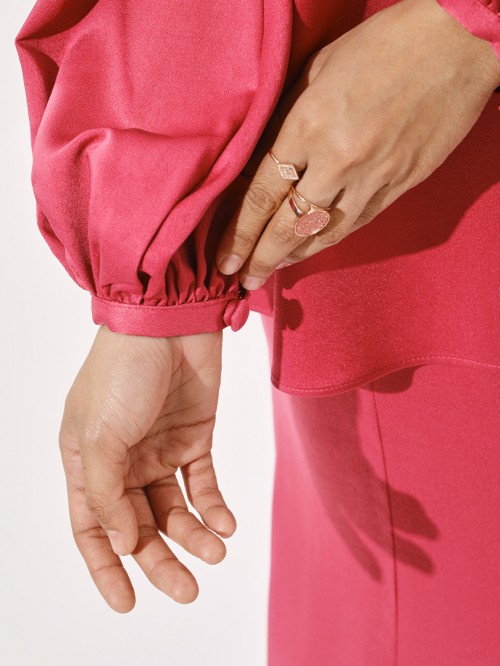 Dharyna Bishop Sleeve Kurung Punch Pink
