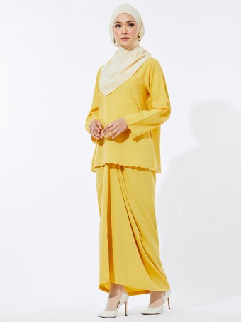 Qaireen Drape Kurung Kedah Royal Yellow