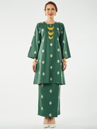 Lufyaa Embroidered Kurung Riau Emerald Green
