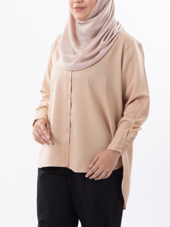 Nia Relaxed Blouse Nude Brown