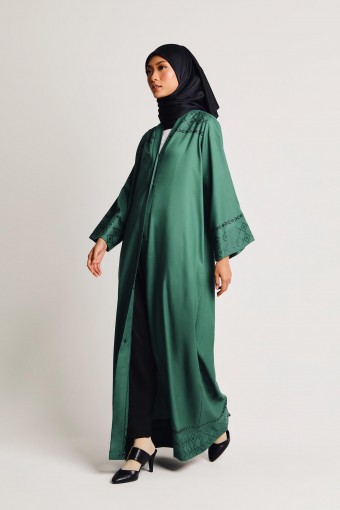 Aaira Songket Embossed Abaya Dress Castleton Green