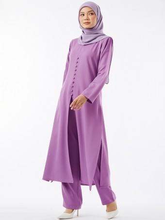 INHANNA BASIC Miaa Long Tunic Slit Set Iris Purple