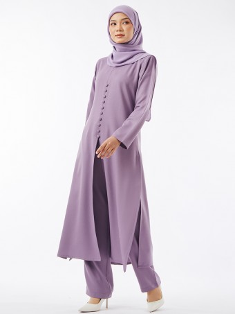 INHANNA BASIC Miaa Long Tunic Slit Set Mauve Purple