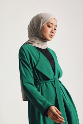 Women Canton Crepe Long Jacket Forest Green