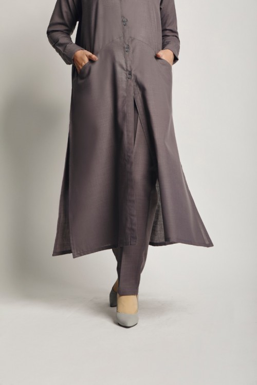 Jenna Women Cotton Linen Tapered (Pants) Dark Grey