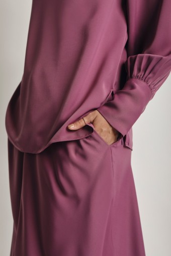 Women Matte Satin Bias Cut Skirt Mauve Purple