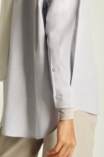 Women Cotton Drop Shoulder Shirt Light Grey