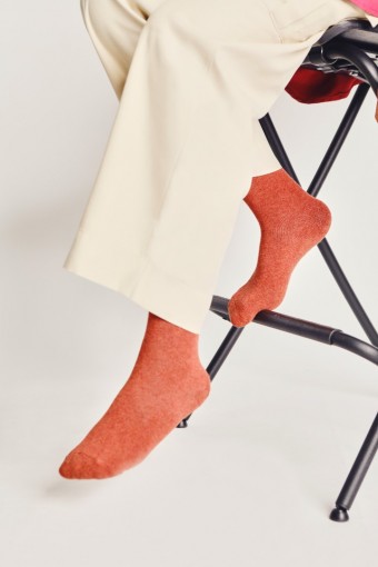 Women Cotton Long Socks Brick Red