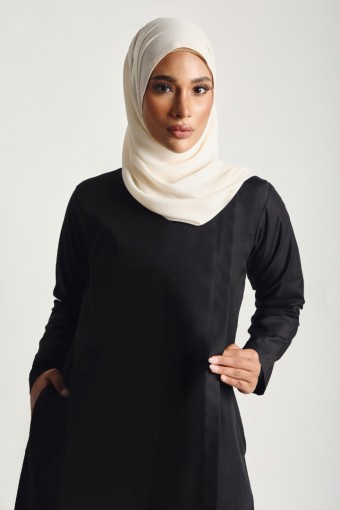 Women Cotton Overlap Dress Black