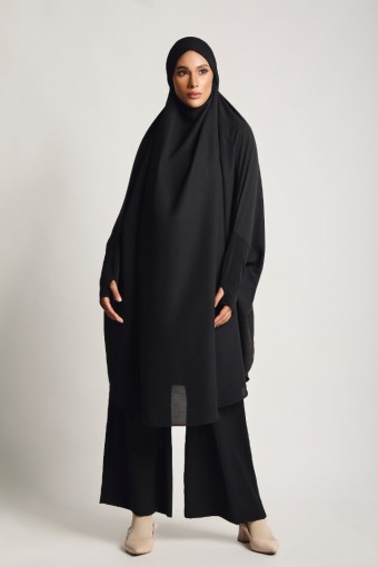 Women Crepe Khimar Suit Black