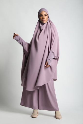 Women Crepe Khimar Suit Dusty Purple