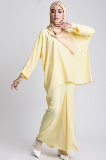 Yasmeen Drape Skirt Kurung Soft Yellow