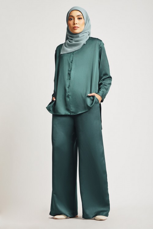 Nuura Floor Length Pants Emerald Green